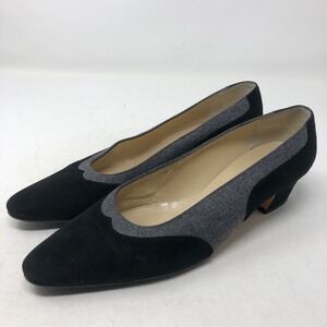 Vintage Silvia Fiorentina Pumps Womens 8 Black Suede Leather High Heel Retro Y2K